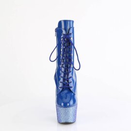 Pleaser BEJEWELED-1020-7 Plateau Stiefeletten Holo Strass Blau EU-36 / US-6