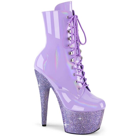 Pleaser BEJEWELED-1020-7 Plateau Stiefeletten Holo Strass Lila EU-37 / US-7