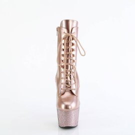 Pleaser BEJEWELED-1020-7 Plateau Stiefeletten Holo Strass Rose-Gold EU-36 / US-6