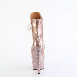 Pleaser BEJEWELED-1020-7 Plateau Stiefeletten Holo Strass Rose-Gold EU-36 / US-6