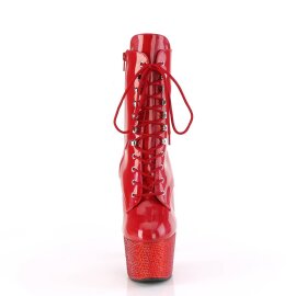 Pleaser BEJEWELED-1020-7 Plateau Stiefeletten Holo Strass Rot EU-36 / US-6
