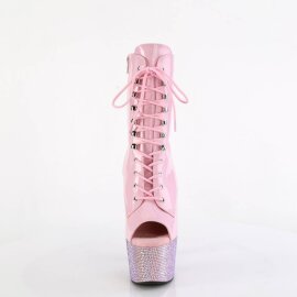 Pleaser BEJEWELED-1021-7 Plateau Stiefeletten Holo Strass Rosa EU-39 / US-9