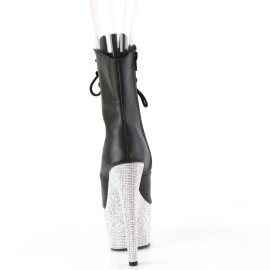 Pleaser BEJEWELED-1021-7 Plateau Stiefeletten Kunstleder Strass Schwarz Silber EU-37 / US-7