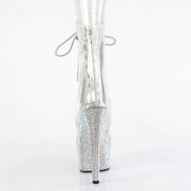 Pleaser BEJEWELED-1021C-7 Plateau Stiefeletten Strass Transparent Silber EU-36 / US-6