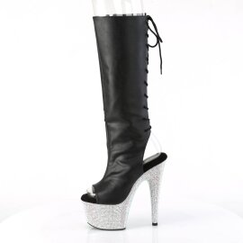 Pleaser BEJEWELED-2018-7 Plateau Stiefeletten Kunstleder Strass Schwarz EU-41 / US-11