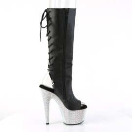 Pleaser BEJEWELED-2018-7 Plateau Stiefeletten Kunstleder Strass Schwarz EU-41 / US-11