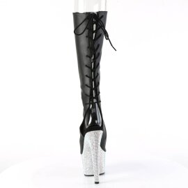 Pleaser BEJEWELED-2018-7 Plateau Stiefeletten Kunstleder Strass Schwarz EU-42 / US-12