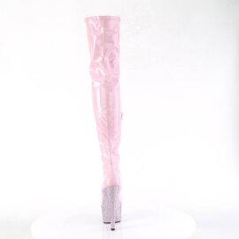 Pleaser BEJEWELED-3000-7 Plateau Overknee Stiefel Holo Strass Rosa EU-35 / US-5