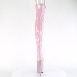 Pleaser BEJEWELED-3011-7 Plateau Overknee Stiefel Holo Strass Rosa EU-35 / US-5