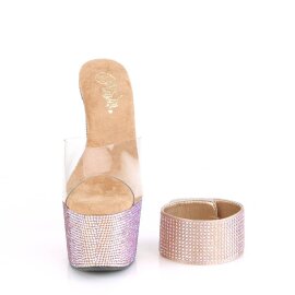 Pleaser BEJEWELED-712RS Plateau Pantoletten Strass Transparent Rose-Gold EU-35 / US-5