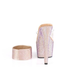 Pleaser BEJEWELED-712RS Plateau Pantoletten Strass Transparent Rose-Gold EU-35 / US-5
