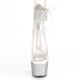 Pleaser BEJEWELED-724RS Plateau Sandaletten Strass Transparent Silber EU-35 / US-5