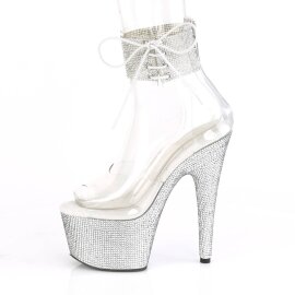 Pleaser BEJEWELED-724RS Plateau Sandaletten Strass Transparent Silber EU-35 / US-5