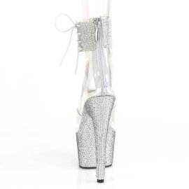 Pleaser BEJEWELED-724RS Plateau Sandaletten Strass Transparent Silber EU-35 / US-5