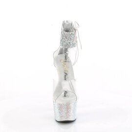Pleaser BEJEWELED-724RS-02 Plateau Sandaletten Strass Transparent Silber EU-35 / US-5