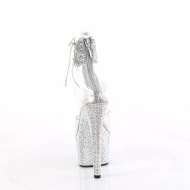 Pleaser BEJEWELED-724RS-02 Plateau Sandaletten Strass Transparent Silber EU-35 / US-5