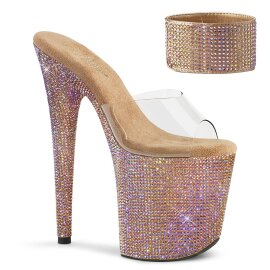Pleaser BEJEWELED-812RS Plateau Pantoletten Strass Transparent Rose-Gold EU-35 / US-5