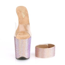 Pleaser BEJEWELED-812RS Plateau Pantoletten Strass Transparent Rose-Gold EU-35 / US-5
