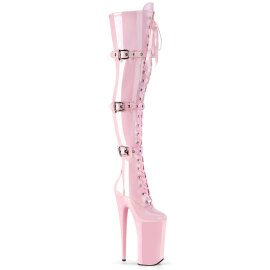 Pleaser BEYOND-3028 Plateau Overknee Stiefel Lack Rosa...
