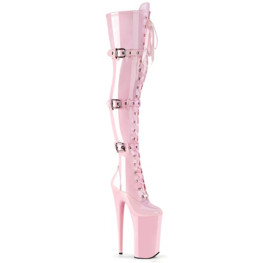 Pleaser BEYOND-3028 Plateau Overknee Stiefel Lack Rosa EU-38 / US-8