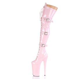 Pleaser BEYOND-3028 Plateau Overknee Stiefel Lack Rosa EU-38 / US-8