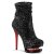 Pleaser BLONDIE-R-1009 Plateau Stiefeletten Pailetten Schwarz Rot EU-36 / US-6