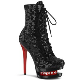 Pleaser BLONDIE-R-1020 Plateau Stiefeletten Pailetten Schwarz EU-35 / US-5