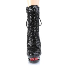 Pleaser BLONDIE-R-1020 Plateau Stiefeletten Pailetten Schwarz EU-35 / US-5