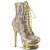 Pleaser BLONDIE-R-1020 Plateau Stiefeletten Pailetten Chrom Gold EU-37 / US-7