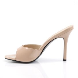 Pleaser CLASSIQUE-01 Pantoletten Lack Beige EU-35 / US-5