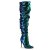 Pleaser COURTLY-3011 Overknee Stiefel Pailetten Grün Blau EU-41 / US-11