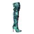Pleaser COURTLY-3011 Overknee Stiefel Pailetten Grün Blau EU-41 / US-11