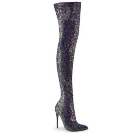 Pleaser COURTLY-3015 Overknee Stiefel Glitter Schwarz...