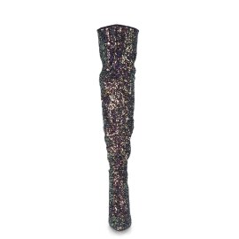 Pleaser COURTLY-3015 Overknee Stiefel Glitter Schwarz EU-44 / US-14