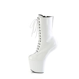 Pleaser CRAZE-1040TT Plateau Stiefeletten Lack Schwarz Weiß EU-38 / US-8