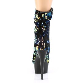 Pleaser DELIGHT-1004 Plateau Stiefeletten Pailetten Blau EU-35 / US-5