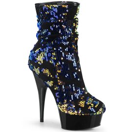 Pleaser DELIGHT-1004 Plateau Stiefeletten Pailetten Blau...