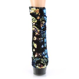Pleaser DELIGHT-1004 Plateau Stiefeletten Pailetten Blau...