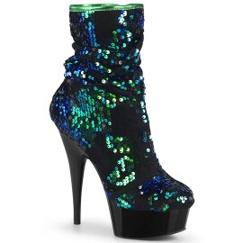 Pleaser DELIGHT-1004 Plateau Stiefeletten Pailetten...