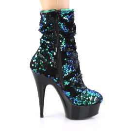 Pleaser DELIGHT-1004 Plateau Stiefeletten Pailetten Grün EU-35 / US-5