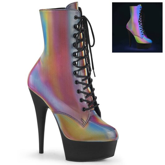 Pleaser DELIGHT-1020REFL Plateau Stiefeletten Reflektion Bunt EU-36 / US-6