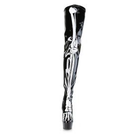 Pleaser DELIGHT-3000BONE Plateau Overknee Stiefel Lack...