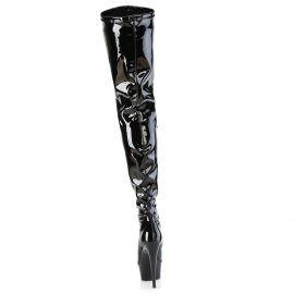 Pleaser DELIGHT-3000BONE Plateau Overknee Stiefel Lack Schwarz EU-36 / US-6