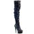 Pleaser DELIGHT-3004 Plateau Overknee Stiefel Pailetten Blau EU-35 / US-5