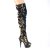 Pleaser DELIGHT-3004 Plateau Overknee Stiefel Pailetten Blau EU-37 / US-7