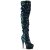 Pleaser DELIGHT-3004 Plateau Overknee Stiefel Pailetten Grün EU-35 / US-5