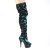 Pleaser DELIGHT-3004 Plateau Overknee Stiefel Pailetten Grün EU-35 / US-5