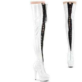 Pleaser DELIGHT-3027 Plateau Overknee Stiefel Lack...