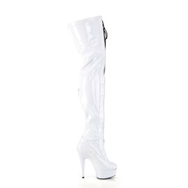 Pleaser DELIGHT-3027 Plateau Overknee Stiefel Lack Weiß EU-35 / US-5