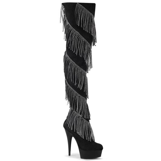 Pleaser DELIGHT-3065 Plateau Overknee Stiefel Schwarz EU-37 / US-7